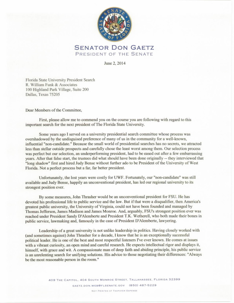 John Thrasher Recommendation Letter- FSU President_Page_1