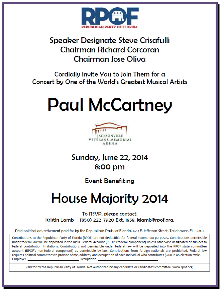 mccartney, paul - fundraiser