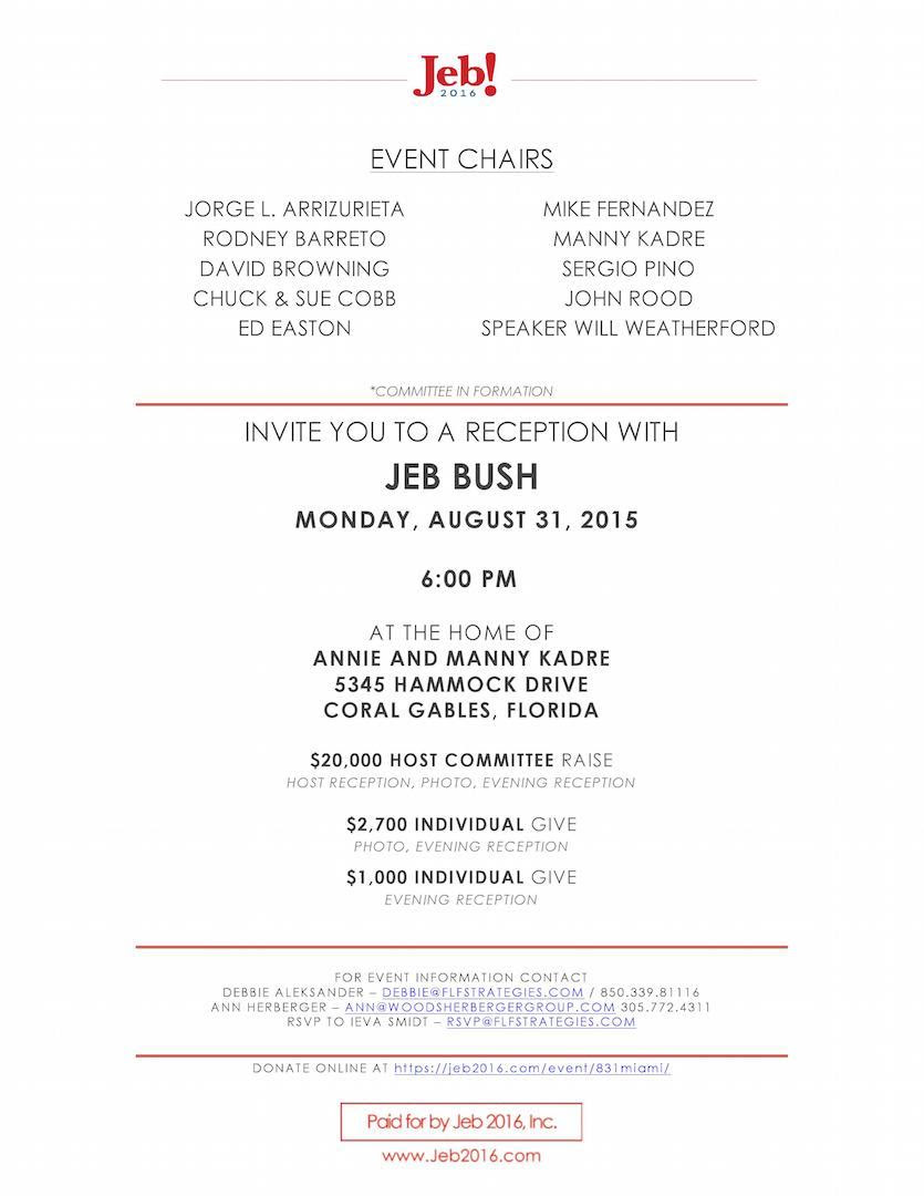 bush, jeb - aug. 31 fundraiser