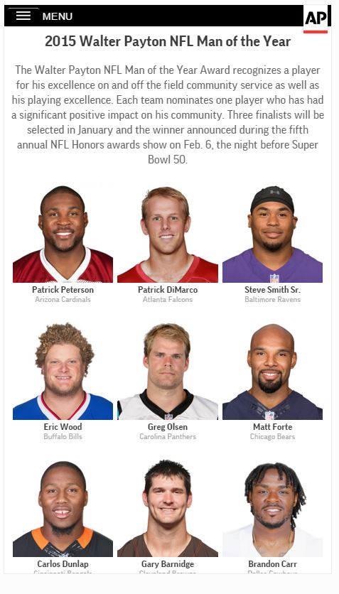 NFL Man of the year AP photo