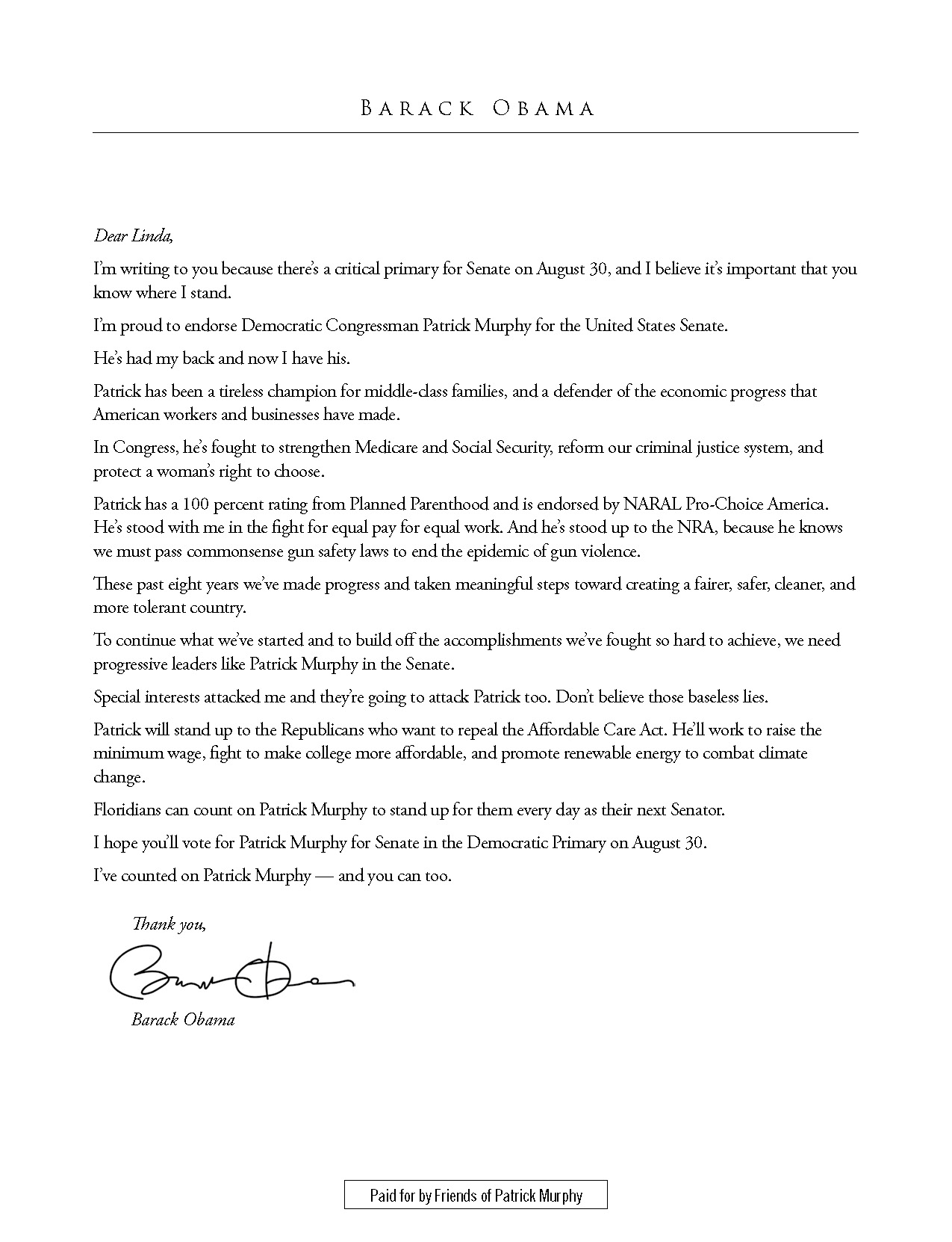 Obama Letter