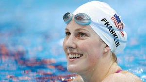 Missy Franklin of the United States smiles during a practice session at the Aquatics Center at the Olympic Park ahead of the 2012 Summer Olympics, Thursday, July 26, 2012, in London. Opening ceremonies for the 2012 London Olympics will be held Friday, July 27. CREDIT: MICHAEL SOHN/AP IMAGES